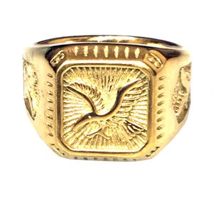 Rzadki Złoty Pierścień Magiczny Orła 18K / Potężny Pierścień Uroku / Pierścień Ochronny / Święty Tajski Amulet / Rzadki Pierścień Szczęścia / Złoty Pierścień Mocy / Prezent