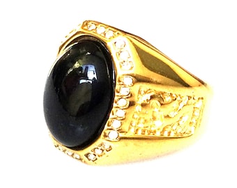 Black Leklai White Gemstone Gold 18K Magic Ring / Powerful Lucky and Charm Ring / Rare Thai Buddha Amulet / Holy Limited Ring / Nice Gift