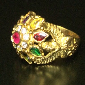 Rare Multi-Colors Gemstone Garuda Magic Ring  / Powerful Protective Lucky Sacred Talisman / Thai Charm Holy Amulet / Rare Amulet Ring S7