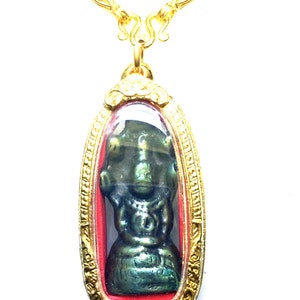 Rare Green Leklai Metal Charm Pra Nakprok Protective Pendant Top Powerful Talisman for Good Luck Life / Blessed Thai Buddha Amulet Nice Gift