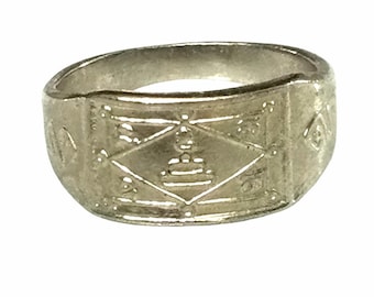 Seltener magischer quadratischer Yant-Ring von LP Kuay, Kositaram-Tempel / kraftvoller schützender Glücks-Talisman / thailändisches Buddha-Amulett / Silberring-Geschenk