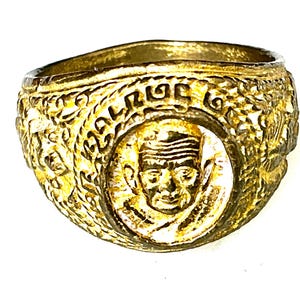 Gammal vintage LP Tuad magisk ring från Changhai-templet / Kraftfull skyddande lyckosamulet / Thailändsk buddhistisk helig amulett