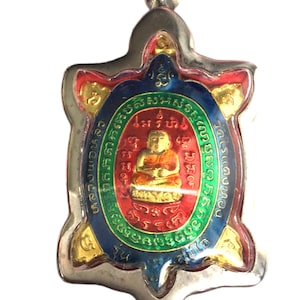 Old Rare Holy Turtle LP Liu, Raitangthong Temple Sacred Powerful Pendant / Protective and Lucky Charm / Thai Buddhist Amulet / Antique Gift