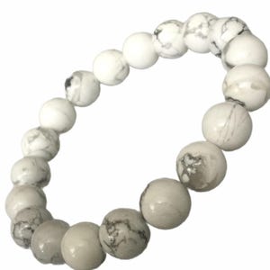 Rzadka biała naturalna bransoletka z kamieni howlitowych / bransoletka Lucky and Charm / błogosławiony tajski potężny amulet przynoszący szczęście / miły prezent dla zakochanych