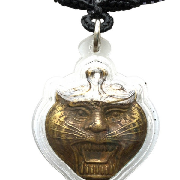 Very Old Vintage Hua-Suer Tiger Head Magic Pendant by LP Pern, Bangpra Temple Ring / Lucky Protective Ring / Top Sacred Thai Powerful Amulet