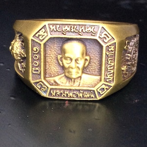 Rare Yantra 100 Year Anniversary Lp Patt Ring, Huay-Duan Temple / Powerful Lucky Charm Talisman / Ring for Wealth / Holy Thai Buddha Amulet