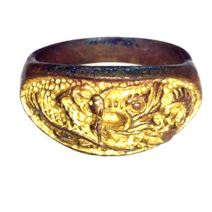 Rare Gold Dragon Magic Ring / Powerful Protective Talisman / Lucky Wealth Abundance Amulet / Thai Buddhist Sacred Amulet / Antique & Vintage