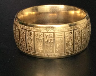 Gold 18K Hataisutta Magic Letters Powerful Ring / Blessed Lucky Talisman for Success / Sacred Protective Power Thai Amulet / Holy Gifts