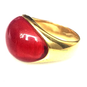 Rare Pink Cat Eye Stone Magic Gold Ring / Talisman for Protection against Misfortunes and Various Disaster / Blessed Thai Buddha Amulet S11