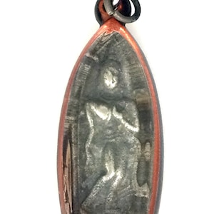 Rare Very Old Chin Silver Phra Kampaeng Lila Pendant / Powerful Lucky Talisman / Good Luck in Business / Sacred Thai Buddha Amulet / Antique
