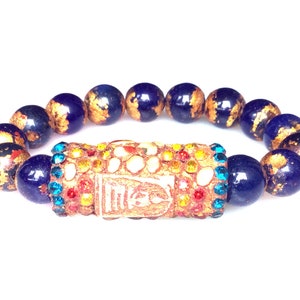 Rare Phra Somdet Arjan Toh Takrut Wangna Blue Stone Bracelet with Gemstones Talisman / Lucky Life Protection Blessed Sacred Thai Amulets image 1