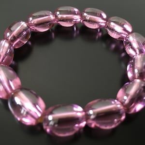 Naturalny różowy owalny kamień oka Naga 12 mm bransoletka eliptyczna / prezent na szczęście / potężny kamienny talizman / błogosławiony święty amulet mocy szczęścia
