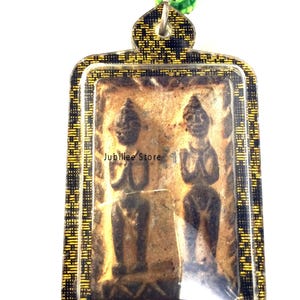 Rare Twin Kuman-Thong with Gold Kumanthong Red Gem  Magic Pendant / Top Good Luck and Wealth Fetish / Protective Thai Amulet / Nice Gift