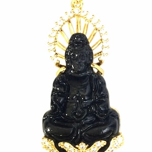Rare Black Jade Kuan Yin Locket Pendant / Powerful Protective and Lucky Charm Pendant / Thai Buddhist Sacred Amulet / Necklace Happy Gifts
