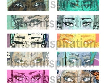 Hoja de collage de ojos: efímera imprimible para diario de arte (descarga digital)