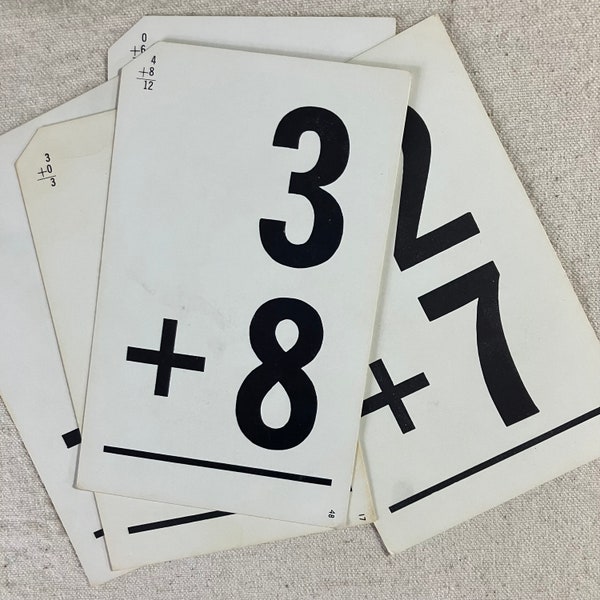 Vintage Math Flash Cards - Milton Bradley Addition Flashcards - Vintage Ephemera Lot, Smash Book