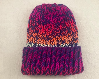 Handmade Chunky Knit Beanie - Neon Accessories - Bright Hand Knit Hat
