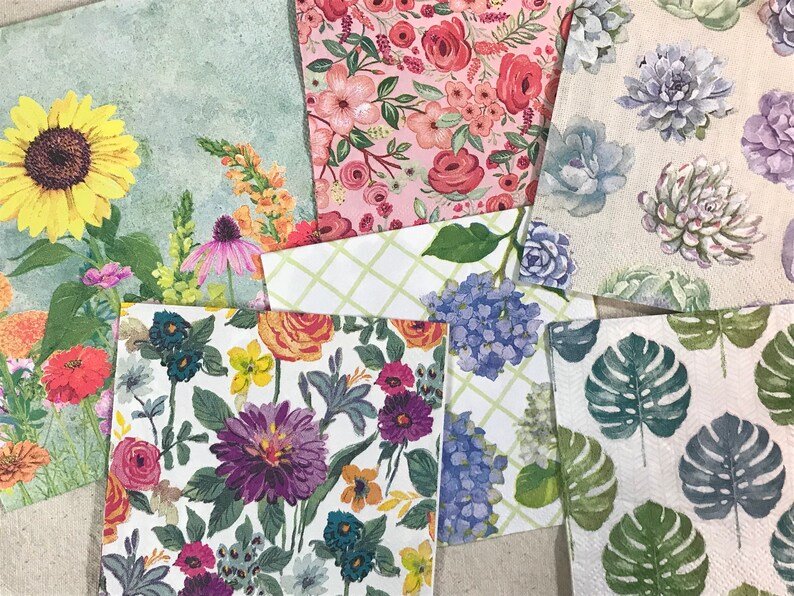 6 Decoupage Napkins Assorted Paper Napkin Bundle Etsy