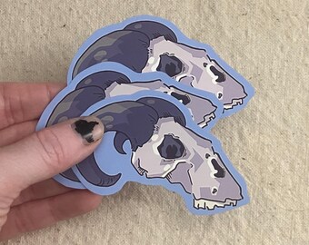 Ram Skull Waterproof Vinyl Sticker - Creepy Decoration for Laptops, Water Bottles, Sketchbooks, Etc.