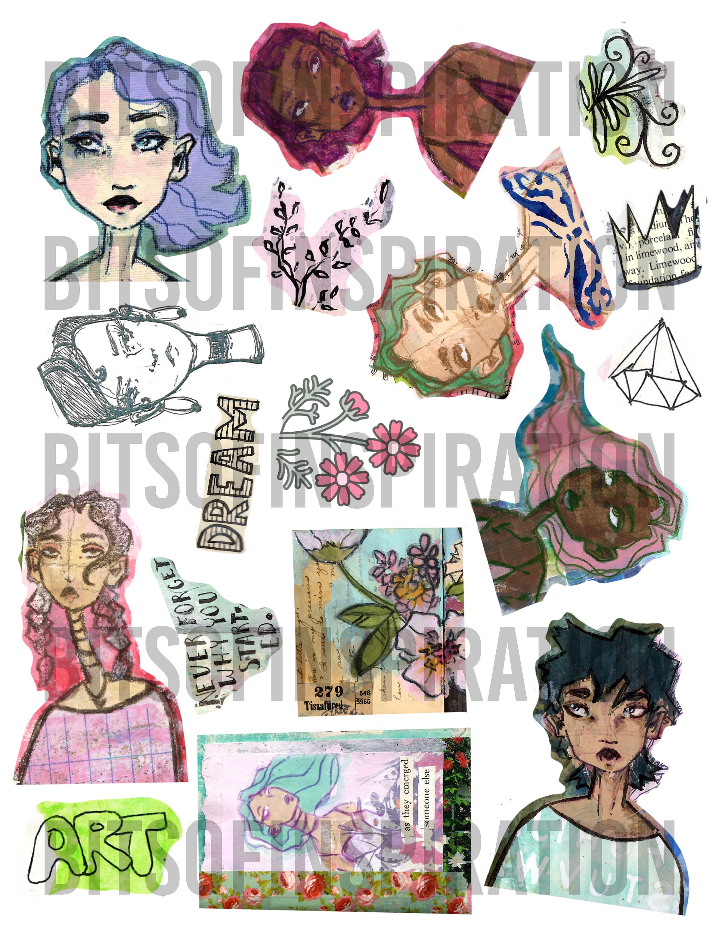 DIGITAL Collage Sheet Bundle Printable Art Journal Ephemera - Etsy