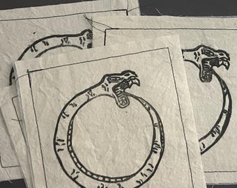 Hand Printed Ouroboros SEW ON Patch – Punk and Grunge Accessories
