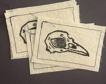 Hand Stamped Bird Skull SEW ON Patch – Bones Punk and Grunge Accessories