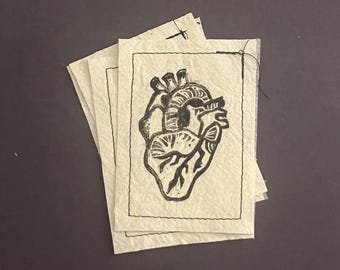 Hand Stamped Heart SEW ON Patch – Anatomical Heart Punk and Grunge Accessories