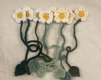 Handmade Crochet Daisy Bookmarks - Floral Book Accessory