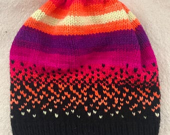 Handmade Knit Beanie - Neon Accessories - Bright Hand Knit Hat