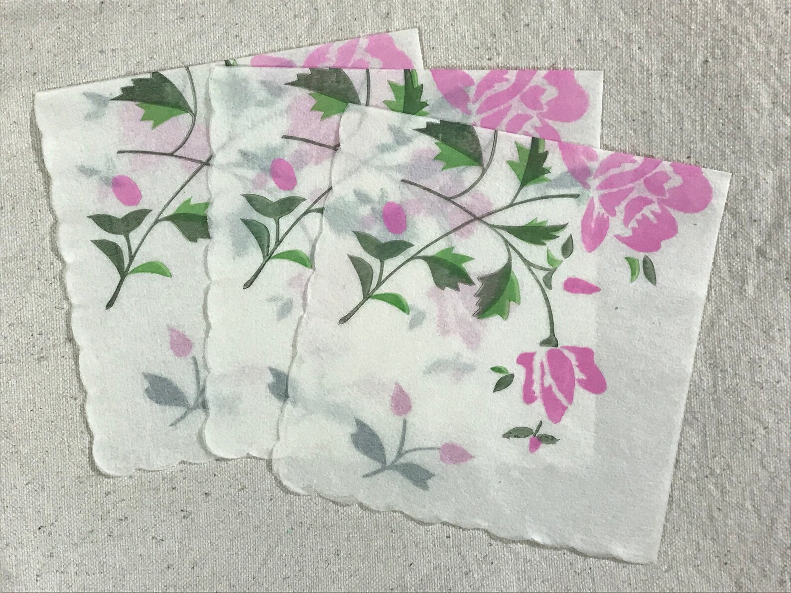 3 Japanese Rice Paper Napkins for Decoupage Pink Floral Etsy
