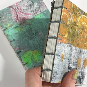 Mixed Media Journal Handmade, Mini Handbound Book - Blank Sketchbook
