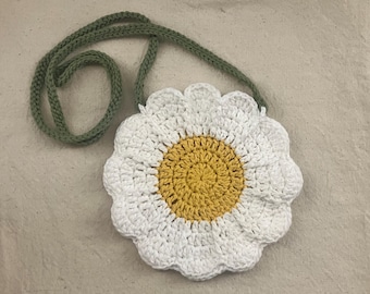 Handmade Crochet Daisy Bag - Floral Crossbody Purse