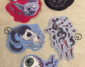 Waterproof Vinyl Sticker Pack - Creepy Decoration for Laptops, Water Bottles, Sketchbooks, Etc.