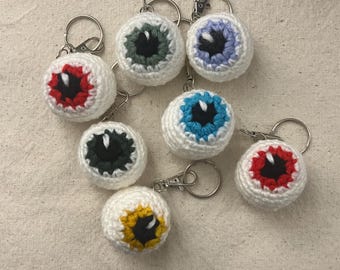 Handmade Crochet Eyeball Keychains - Halloween Accessories - Amigurumi Keychain