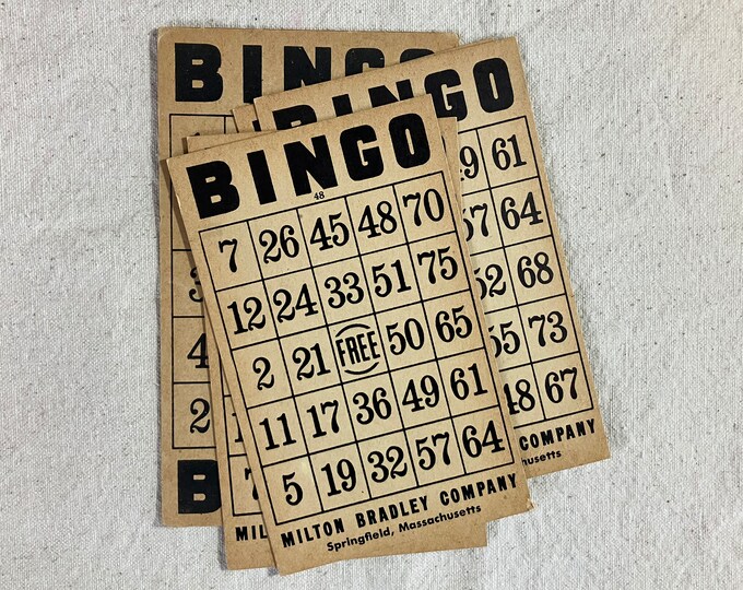 Vintage Bingo Cards Old Paper Ephemera Pack Milton Bradley Etsy