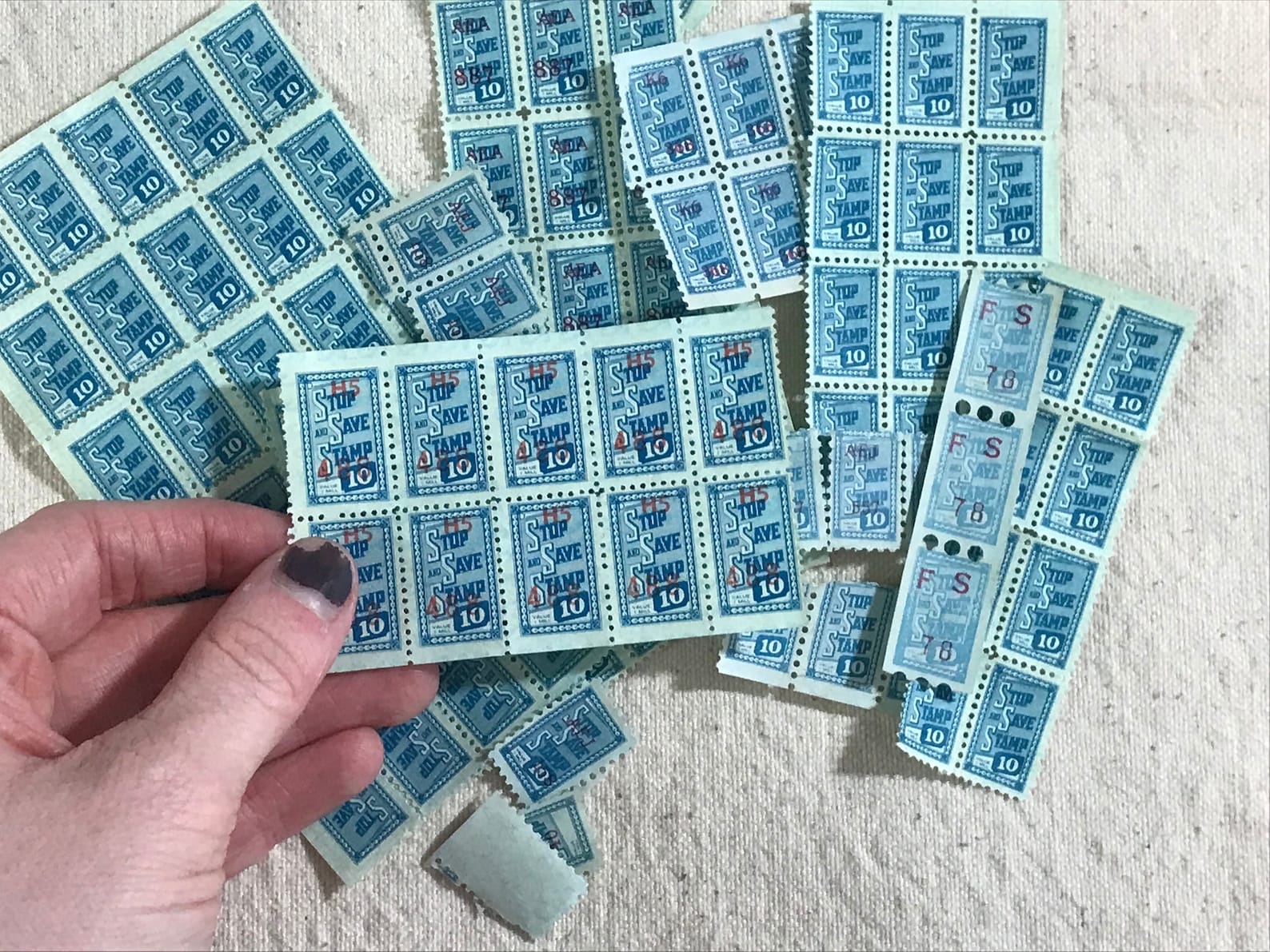 100 Vintage SSS Trading Stamps Lot Used Blue Stamp Sheets Etsy