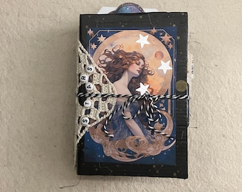 "Handgemachtes Junk Journal ""Sterne"" - Moon Art, Smash Book Memory hüter."