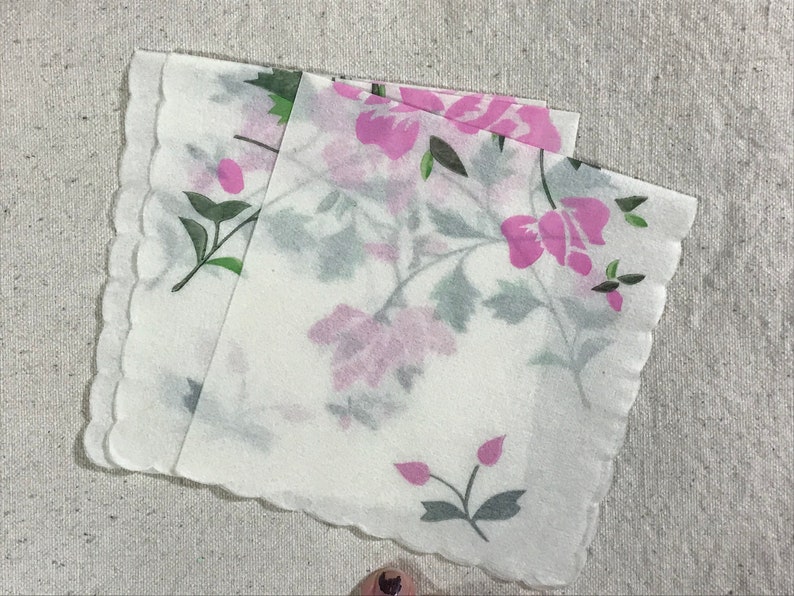 3 Japanese Rice Paper Napkins for Decoupage Pink Floral Etsy