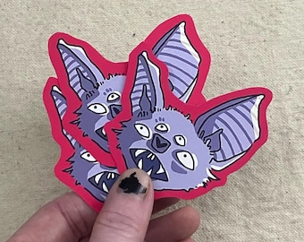 Bat Head Waterproof Vinyl Sticker - Creepy Decoration for Laptops, Water Bottles, Sketchbooks, Etc.