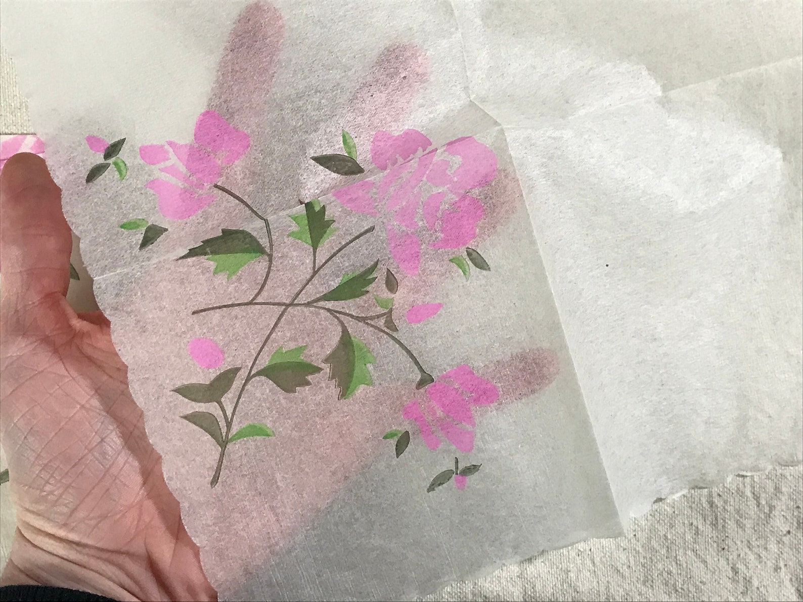 3 Japanese Rice Paper Napkins for Decoupage Pink Floral Etsy