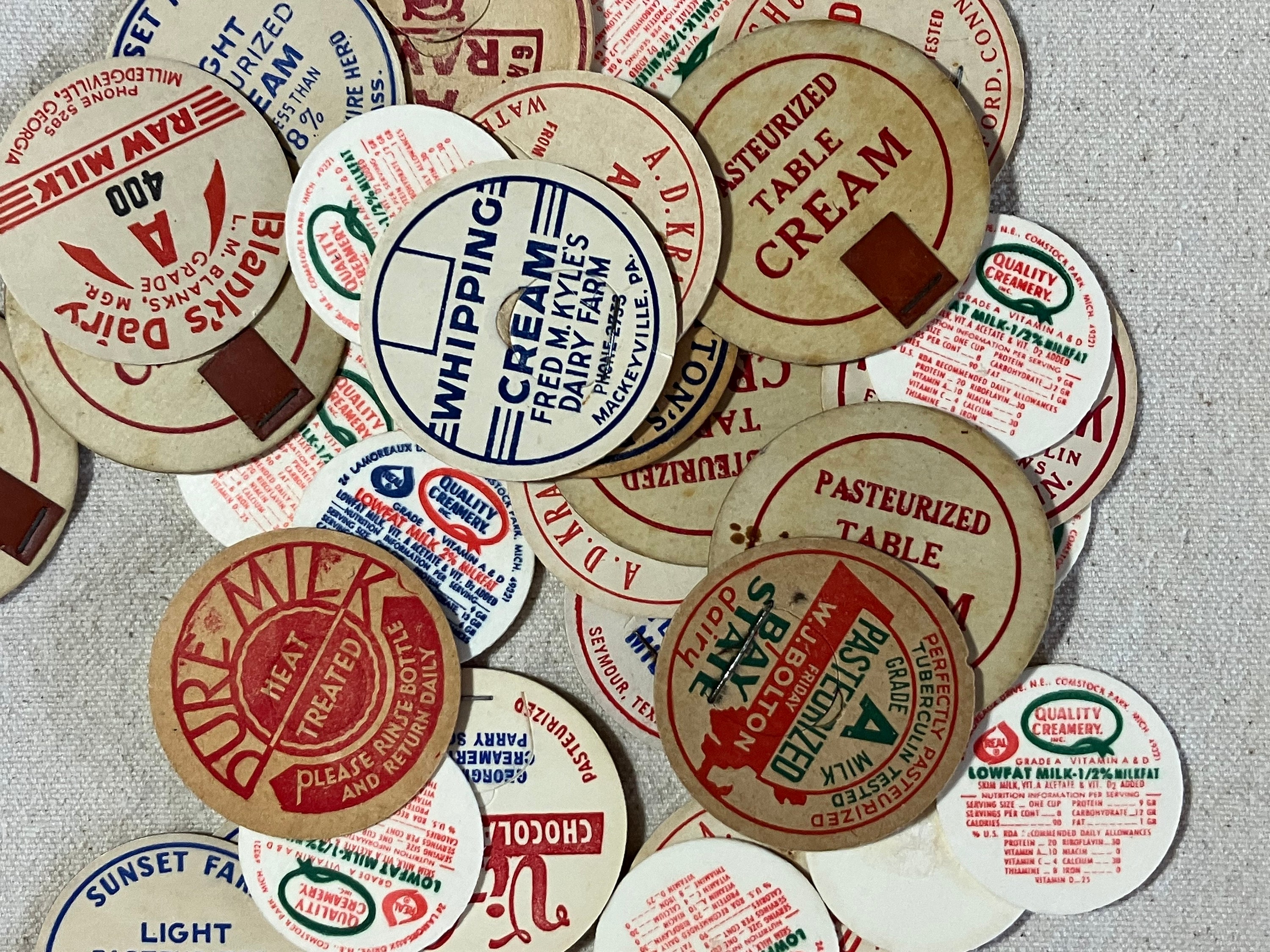35 Vintage Milk Caps Dairy Bottle Caps Vintage Advertising Etsy