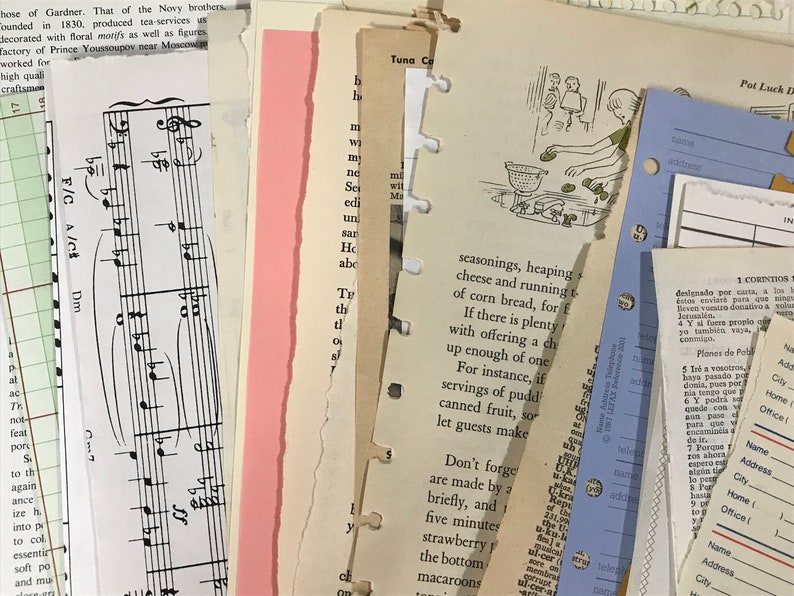 Assorted Vintage Paper Bundle Collage Kit 42 Old Book Pages Lot