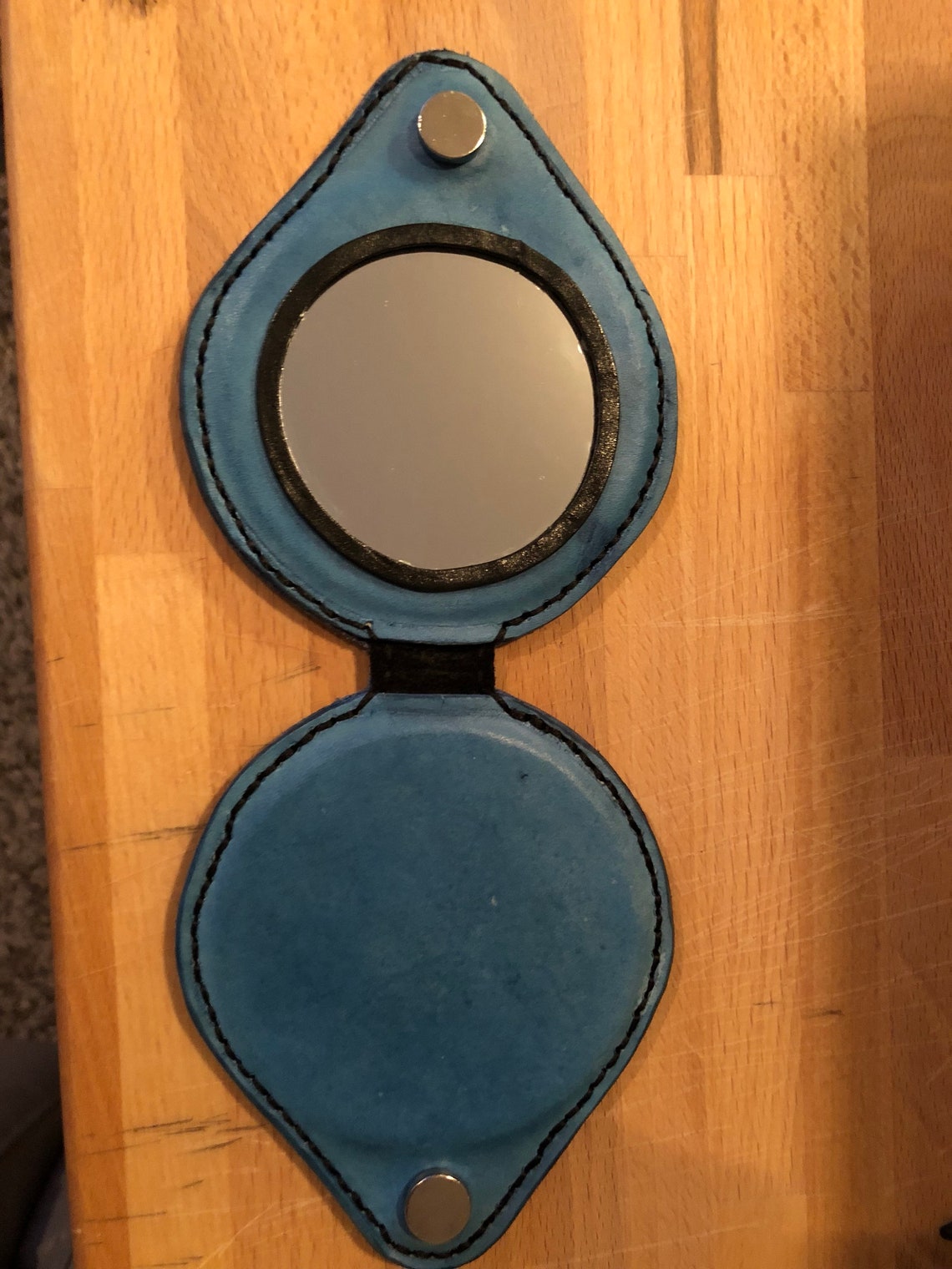 Handmade Custom Leather Compact Mirror Etsy