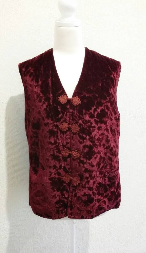Vintage Burgundy Crushed Velvet Vest