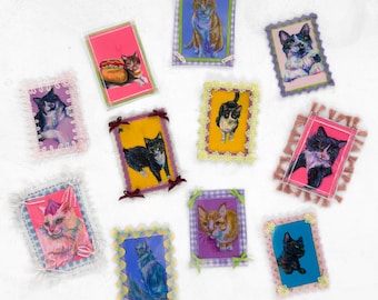 Retratos de mascotas personalizados: ilustraciones de mascotas en miniatura (2x3 o 5x7), dibujadas a mano, por encargo, coloridas y económicas.