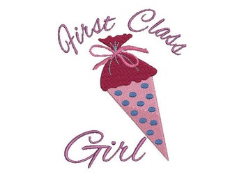 School Enrollment First Class Girl Points Embroidery File