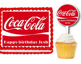 Coca Cola Edible Birthday Party Cake Topper Plastic Cupcake Picks