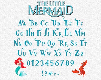 The Little Mermaid Font Svg, Little Mermaid Alphabet Svg Walt Disney font svg, , Ariel Font Svg, Disney font svg, Disney svg, Mermaid svg
