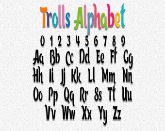 Trolls font svg, trolls alphabet svg, trolls sg, poppy troll svg, poppy svg, svg files for cricut, dxf files, silhouette, svg, dxf