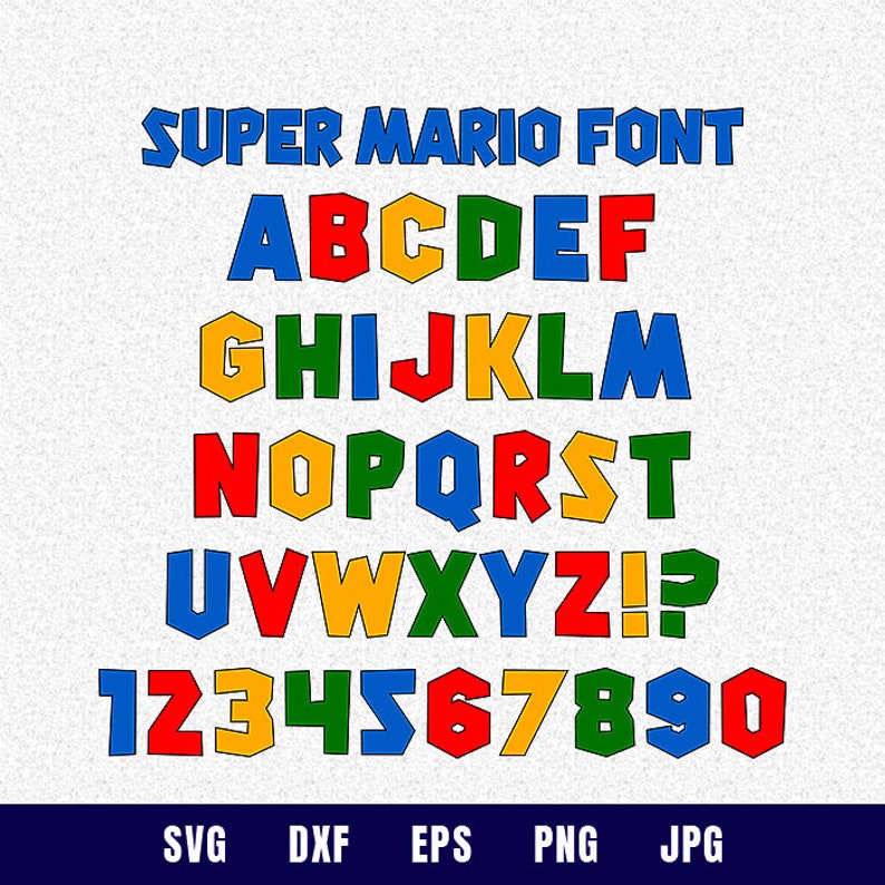 Super Mario Font Cut Files Mario Alphabet Svg Mario Bros Etsy